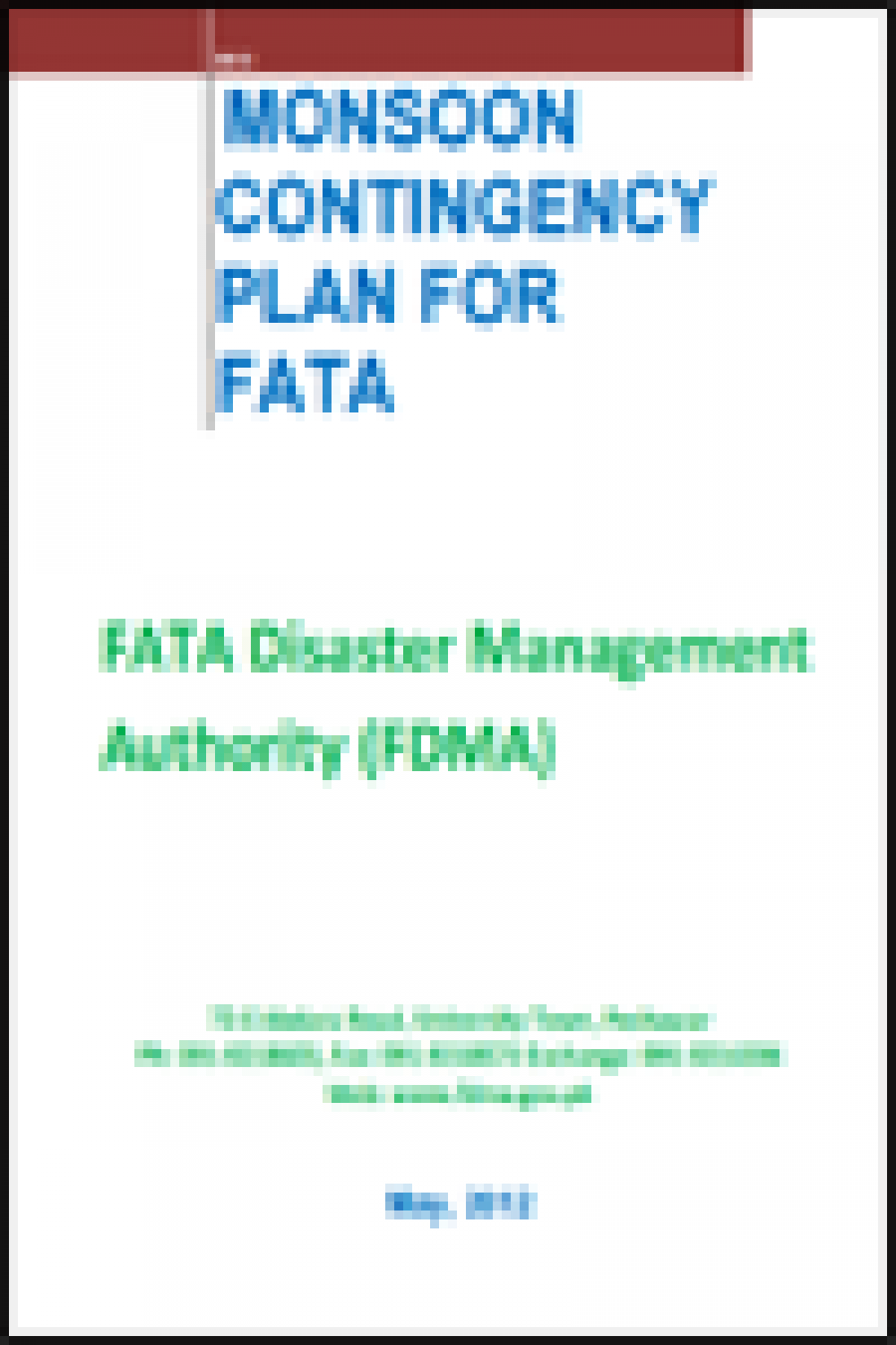 FATA Monsoon Contingency Plan 2012